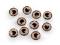 Skleněné oči k nalepení 10 a 12 mm - 6 (12 mm) hnědá, 10 ks