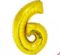 Nafukovací číslice balónek, zlatá folie 35cm - číslice 6