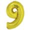 Nafukovací číslice balónek, zlatá folie 35cm - číslice 9