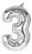 Nafukovací číslice, stříbrná folie 40cm - číslice 3