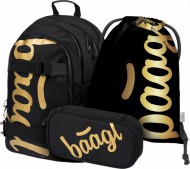 BAAGL SET 3 Skate Gold: batoh, penál a sáček