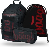 BAAGL SET 3 Skate Red: batoh, penál, sáček