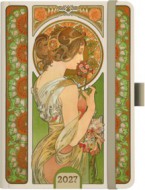 Týdenní diář A5 - Alfons Mucha 2027 - Zelený