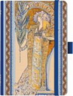 Notes A5 Premium 120g - Alfons Mucha 2027 - linky - Modrý