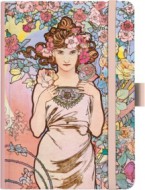 Notes A5 Premium 120g - Alfons Mucha 2027 - linky - Růžový