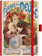 Notes A5 Premium 120g - Alfons Mucha 2027 - prázdný - Červený