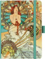 Notes A5 Premium 120g - Alfons Mucha 2027 - tečky - Tyrkysový