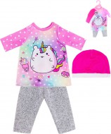 Oblečení pro panenku miminko kalhoty s tričkem a čepičkou