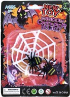 Dekorace pavučina s pavouky Halloween na kartě