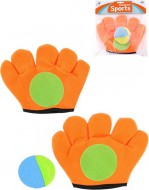 Catch ball - oranžová rukavice chytací set 2ks se soft míčkem, v sáčku