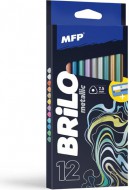 pastelky BRILO 12 ks Metalické triangular s ořezávátkem 6300625