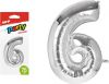 Balónek č. 6 nafukovací fóliový 75 cm - stříbrný 8000167