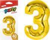 Balónek č. 3 nafukovací fóliový 40 cm - zlatý 8000176