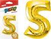 Balónek č. 5 nafukovací fóliový 40 cm - zlatý 8000178