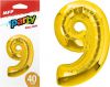 Balónek č. 9 nafukovací fóliový 40 cm - zlatý 8000182