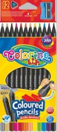 Pastelky trojhranné, černé, 12 barev + ořezávátko