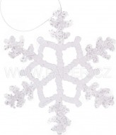 Dekorace Vločka průhledná, třpytivá, 20cm