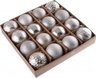 Vánoční baňky 16ks 6cm, plastové, stříbrné - zvětšit obrázek