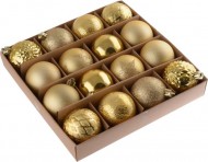 Vánoční baňky 16ks 6cm, plastové, zlaté - zvětšit obrázek