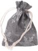 Pytlík lněný stahovací 9x12cm, šedý s vločkami
