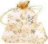 Organzový sáček Vánoční 7,5x10cm, zlatý/zlatý