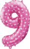 Nafukovací ČÍSLICE 9 růžová, potisk srdíček 64cm