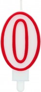 Dortová svíčka číslice 0, červený okraj