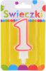 Dortová svíčka číslice 1, bílá/červená