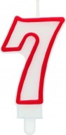 Dortová svíčka číslice 7, červený okraj