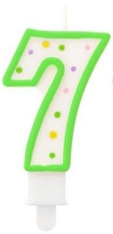 Dortová svíčka číslice 7, žlutá Dortová svíčka číslice 7, zelená