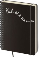 Linkovaný zápisník Twin L černý Bla bla