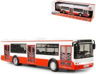 Autobus česky hlásí zastávky červený 28cm, zpětné natažení, na baterie