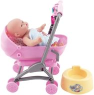 Teddies Miminko/panenka kloubová 12cm v kočárku s doplňky - zvětšit obrázek