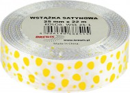 Velikonoční atlasová stuha 12 mm bílá - 01 