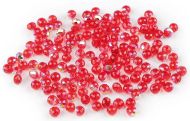 Skleněné korálky broušené ohňovky 4 mm s AB efektem  4 červená - AB