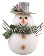 Sněhulák z polystyrenu se třpytivým dekorem na postavení 18 x 23 x 14 cm - zvětšit obrázek