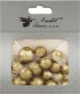 Kuličky zlaté polystyrénové glitrové 12x1,5 cm a 6x2 cm, 18 ks 