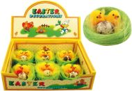 Kuřátka plyšová v zeleném hnízdě 7 x 7 x 3 cm