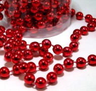 Perličkový vánoční řetěz červený 6 mm  - zvětšit obrázek