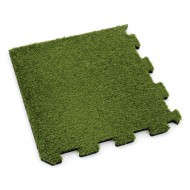 Gumová modulová puzzle dlažba (roh) s umělým trávníkem FLOMA SportFlo S800 - 95,6 x 95,6 x - zvětšit obrázek