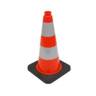 Plastový (PVC) reflexní dopravní kužel s gumovým podstavcem - šířka 28 cm, výška 50 cm