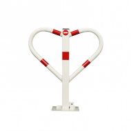 Bílo-červený ocelový parkovací sloupek - 55 x 60 cm