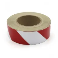 Bílo-červená levá reflexní výstražná páska - 45 m x 5 cm