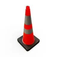 Oranžový plastový (PVC) reflexní kužel s gumovým podstavcem FLOMA CF93 - 36 x 36 x 75 cm