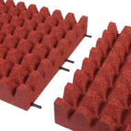 Červená gumová dopadová dlaždice (V100/R50) FLOMA - délka 50 cm, šířka 50 cm a výška 10 cm - zvětšit obrázek