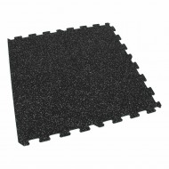 Černo-šedá gumová modulová puzzle dlažba (okraj) FLOMA FitFlo SF1050 - 95,6 x 95,6 x 1,6 c