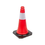 Červeno-bílý plastový (PE) reflexní kužel s gumovým podstavcem FLOMA CF27 - 28 x 28 x 50 c