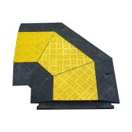 Černo-žlutý plastový rohový kabelový most pravá zatáčka (4x35x35, 1x35x40) FLOMA CPR27 - d