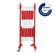 Bílo-červená kolečková mobilní bariéra - 3,6 x 1,05 m