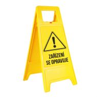 Žlutý PVC výstražný stojan Pozor! Zařízení se opravuje - 30 x 61,5 cm